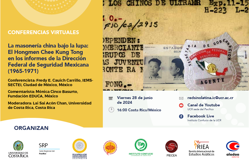 Cartel informativo sobre conferencia a realizarse el día 28 de junio del año 2024