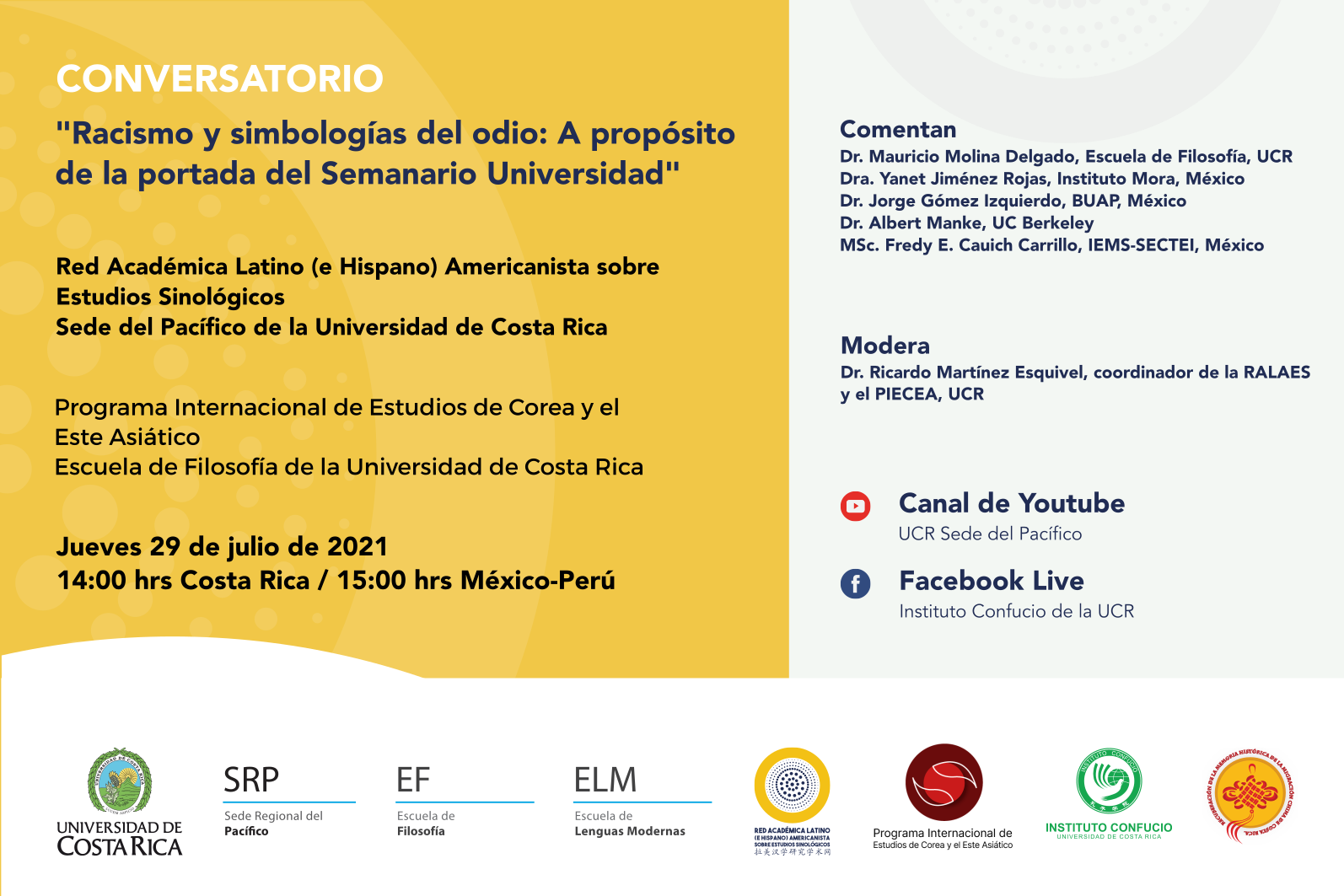Conversatorio racismo y simbologías del odio: A propósito de la portada del Semanario Universidad