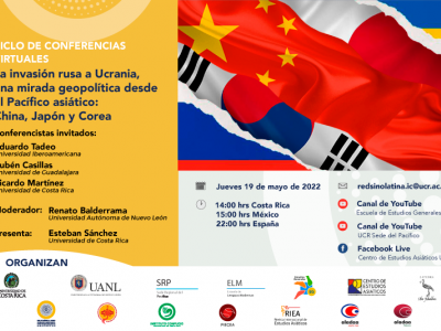 Conferencias Virtuales: La invasión rusa a Ucrania, una mirada geopolítica desde el Pacífico asiático: China, Japón y Corea.